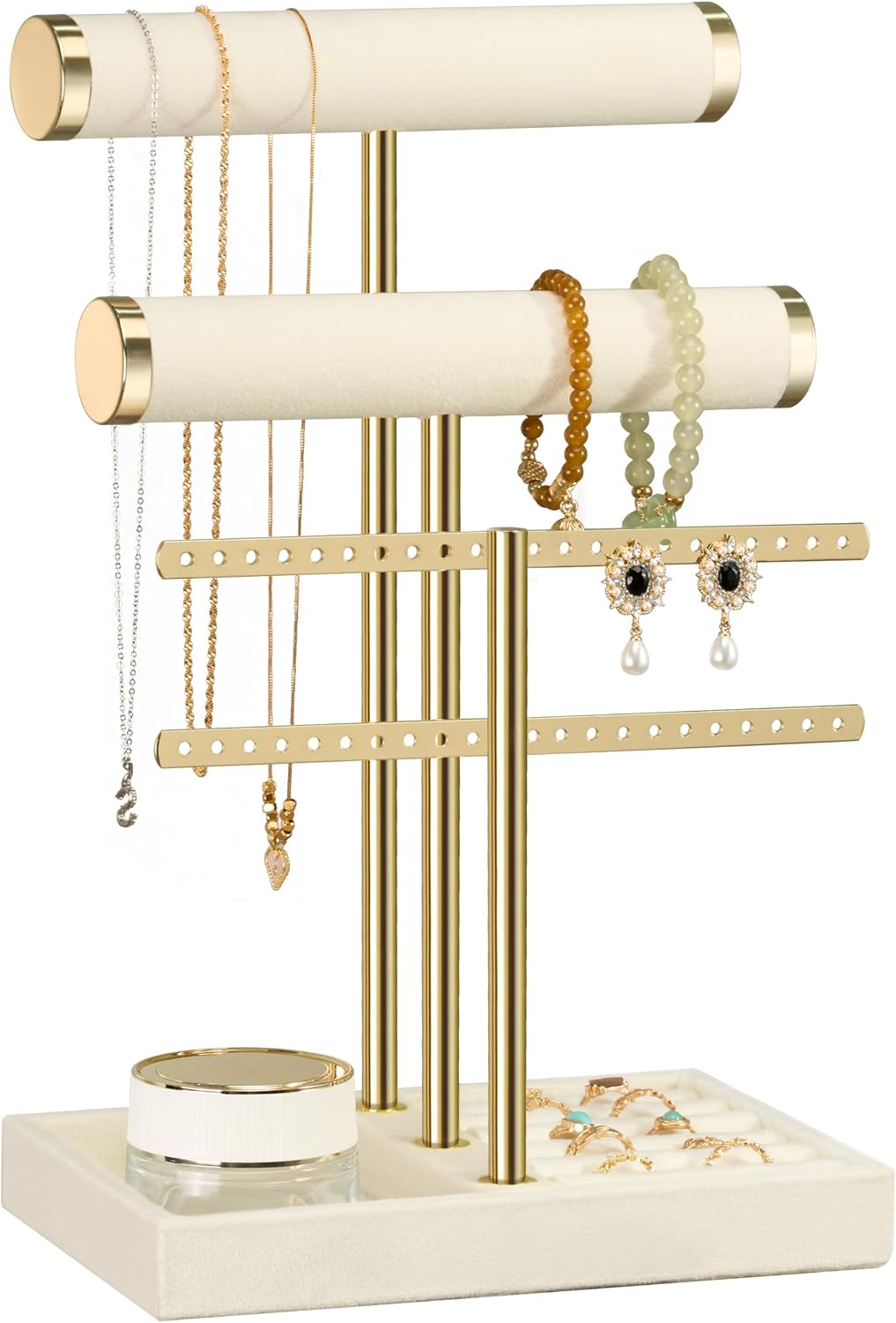 Schmuck Organizer Mit 3 Ebenen Beige Schmuckständer Armbänder, Abnehmbarer T-steg Schmuck Ständer,samt Armbandhalter,schmuckhalter Armband,halskette