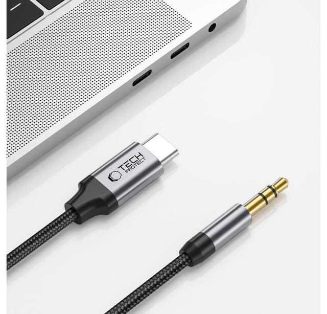 TECH PROTECT UltraBoost Audio-Kabel, USB-C Stecker, 3,5 mm Klinkenbuchse (100 cm), Langlebiges Audiokabel mit vergoldeten Steckern und Nylongeflecht