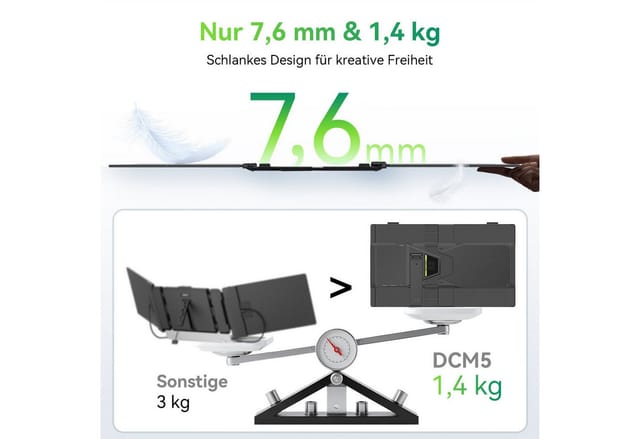 blackview 15.6 Zoll FHD Gaming Monitor DCM8, Dual-Screen, IPS LCD Portabler Portabler Monitor (1920x1200 px, Full HD, IPS, 1kg, 180°, 14-17,3 Zoll & Windows/Mac/Android/Chrome-Kompatibilität)