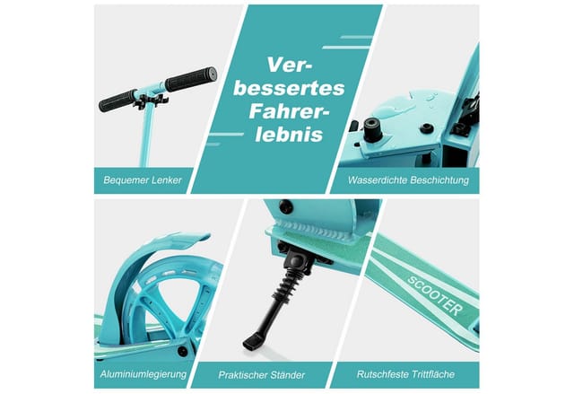 COSTWAY Cityroller Tretroller, mit 2 LED Rädern, klappbar