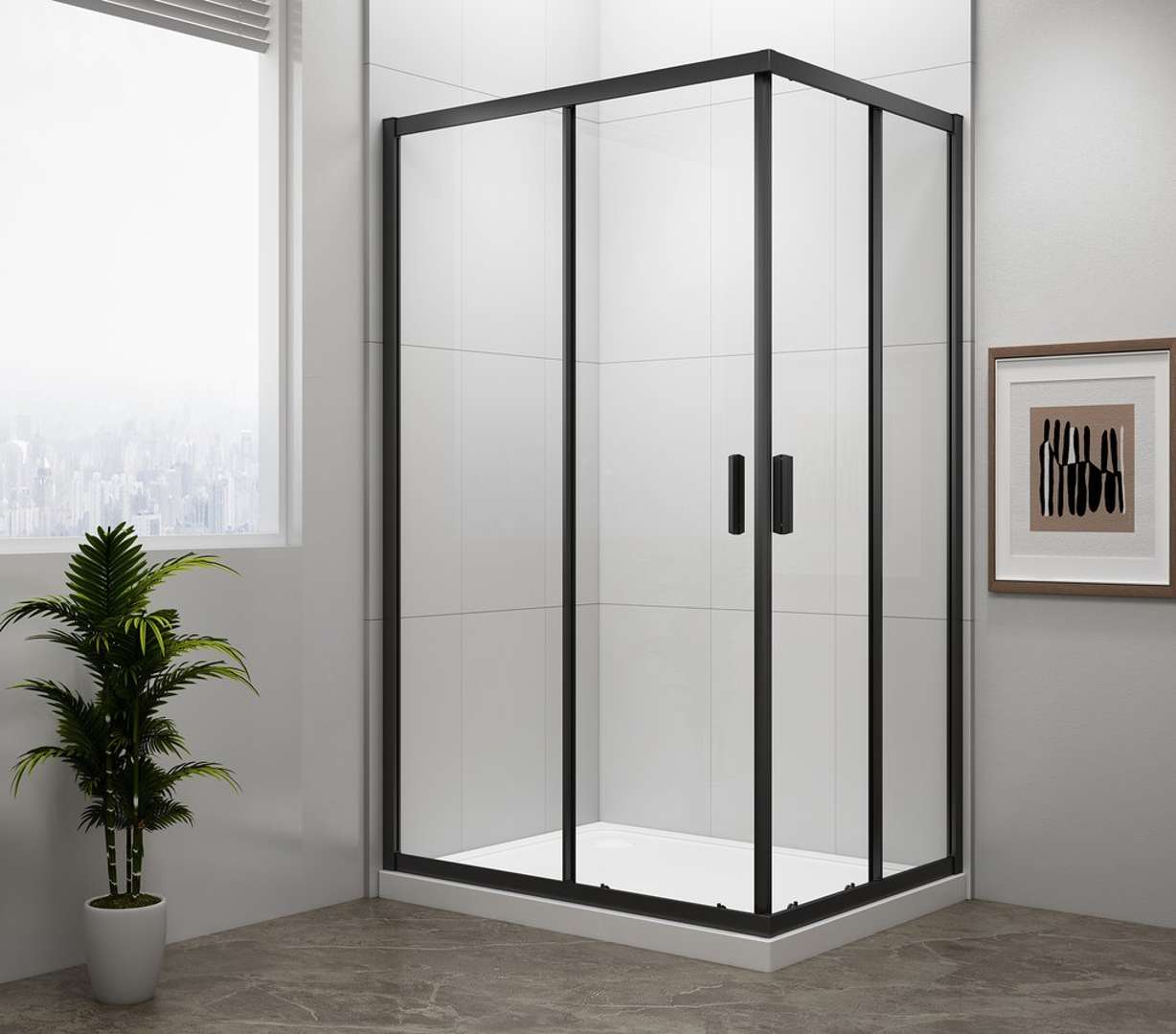 Polysan Easy Black - Duschkabine 90x80 Cm, Klarglas/mattschwarz El5315b