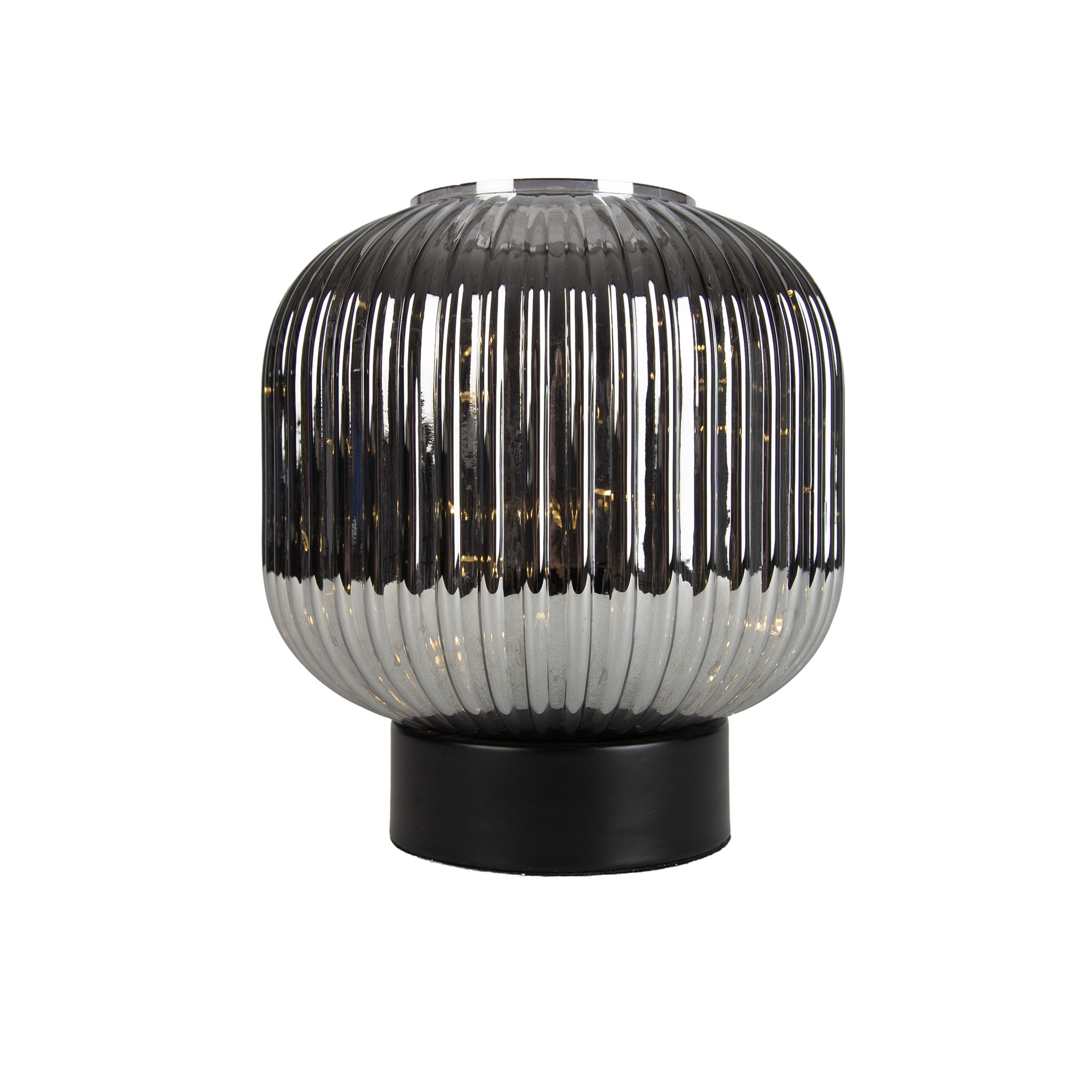 Qazqa Art-deco-tischleuchte Schwarz Mit Rauchglas Inkl.