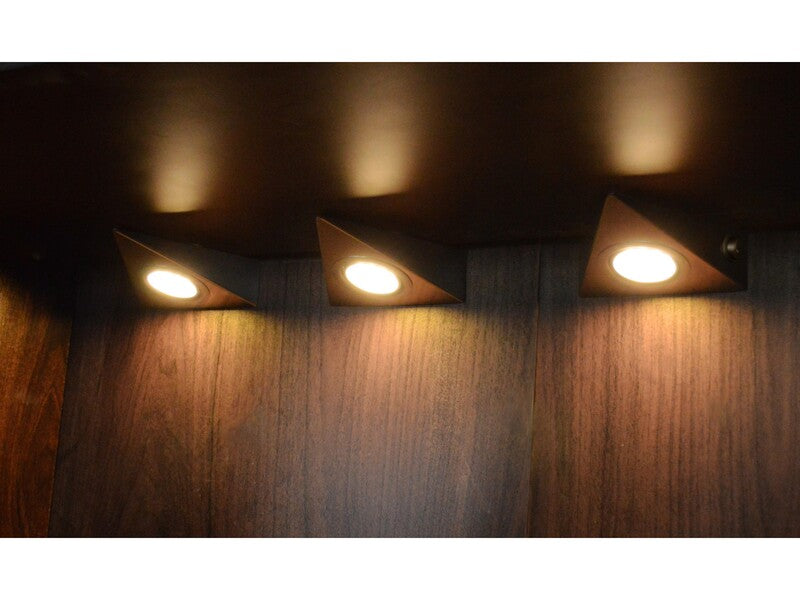 [gebraucht] B-ware Led Dreieckleuchte Edelstahl 3 Stück Warmweiß Unterbauleuchte Silber 17x14cm