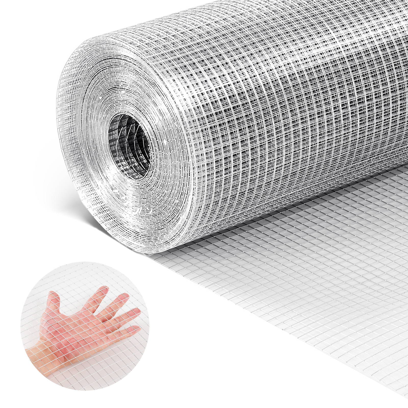 Vevor Drahtgitter Feinmaschig 1,8x30,4 M Maschendraht Φ0,912 Mm, 12,7x12,7 Mm Masche Feuerverzinkt, Drahtgitterrolle, Volierendraht, Kaninchendraht, Hühnerdraht, Hasendraht, Für Geflügelkäfige