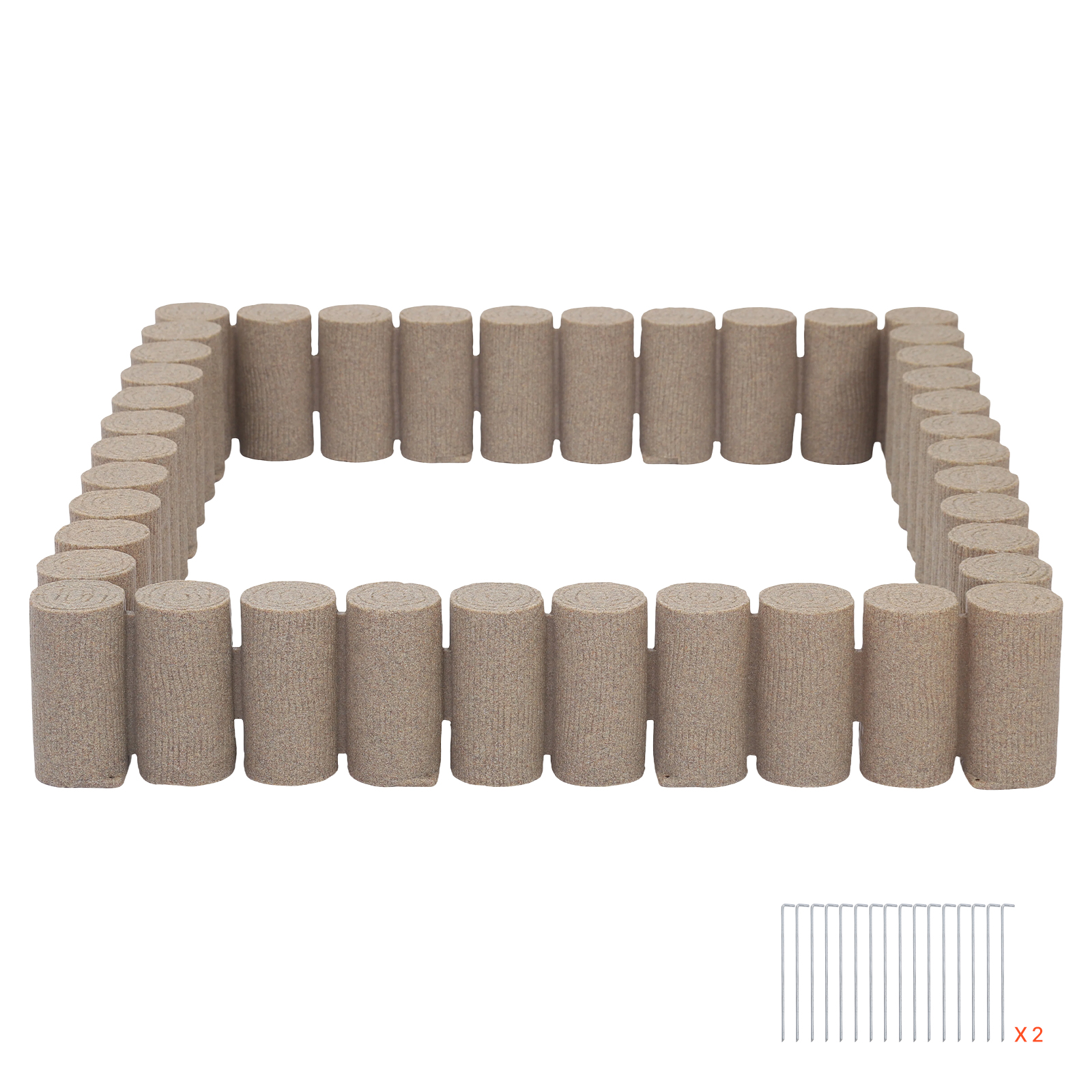 Vevor Beeteinfassung In Holzoptik, 418 Cm Set, Beetumrandung Ohne Graben, Rasenkante Für Rasen, Blumenbeete & Gärten, 4er-pack (je 10 Elemente A 1045x190x95mm), 32 Erdspieße, Beige