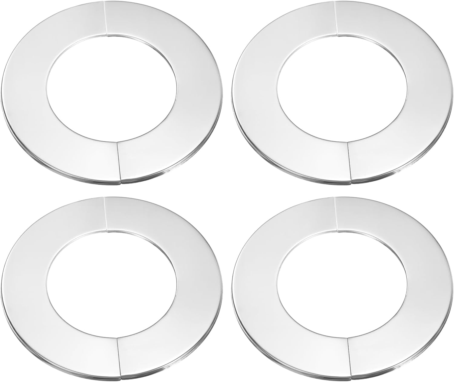 Set Aus 4 Runden, Selbstklebenden 81 Mm (3,19 Zoll) Edelstahl-wandtrennflanschen Mit Rohrabdeckung Und Befestigungskragen Für Boden, Decke, Badezimmer, Küche Und Toilette