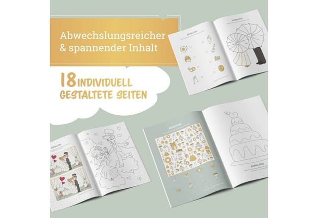 Amari Hochzeitskarte AMARI ® Hochzeitsmalbuch [inkl. Buntstifte ] - Gastgeschenk