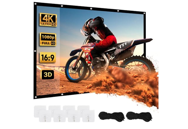 Maclean MC-980 Tragbare Projektionsleinwand 86 Zoll 16:9 Full HD Rahmenleinwand (191 x 109 cm, Rahmen 25 mm, Spannhaken)