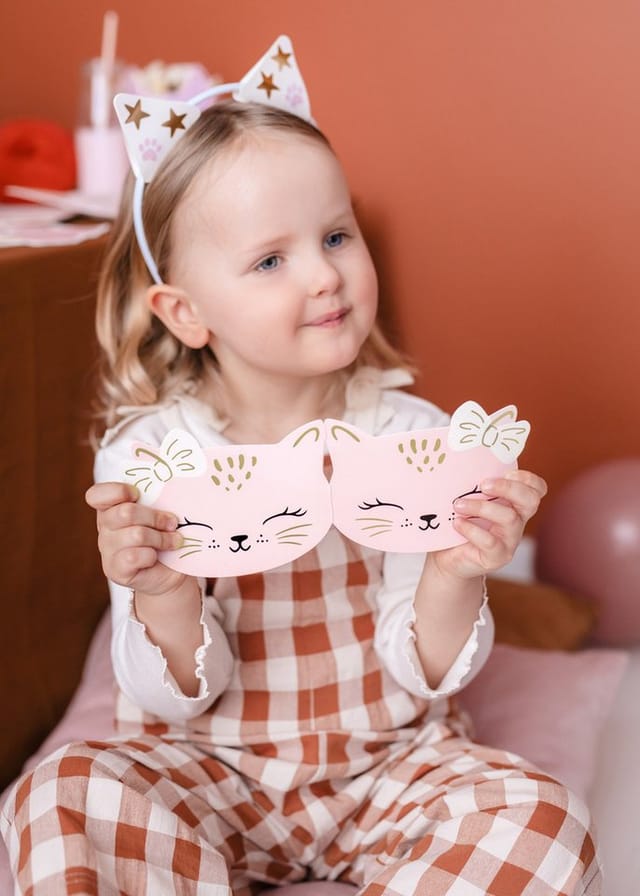 partydeco Einladungskarten, Einladungskarten mit Umschlag 13x10cm Katzen Motiv 6er Set Rosa