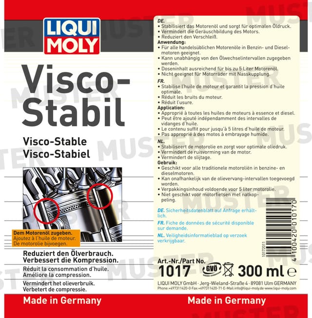 Liqui Moly Öl-Additiv Liqui Moly Visco-Stabil -, 0.3 l, (1-St) 1017