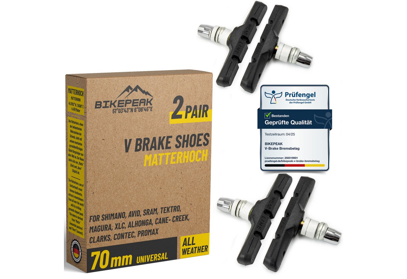 BikePeak Bremsschuh BikePeak V-Brake Shoes Matterhoch 70mm 2er Bundle Bild 5