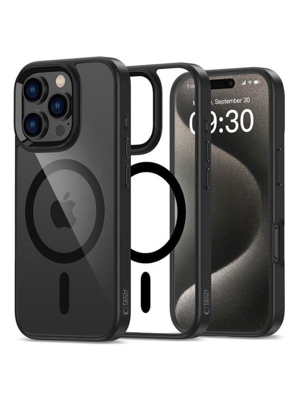 TECH PROTECT Handyhülle MagMat Case Kompatibel mit iPhone 16 Pro Transparent Magnetfunktion 6,3, Matte transparente Hybridkonstruktion mit Magnetfunktion