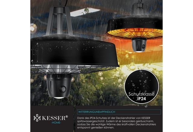 Kesser® Decken-heizstrahler 2500 W Mit Fernbedienung - Schwarz