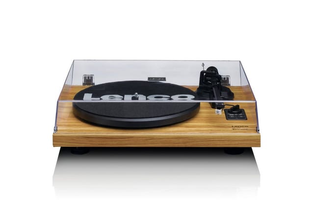 Lenco LS-500OK Plattenspieler (Riemenantrieb, Bluetooth, 60W RMS externe Holzlautsprecher, 33/45 U/min und Bluetooth Streaming)