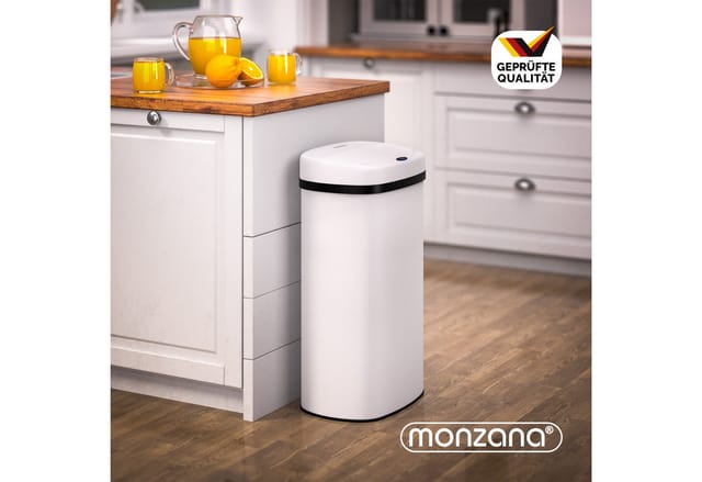 monzana Mülleimer, 50 L Automatik Sensor Mülleimer LED Display Müllbehälter berührungslos