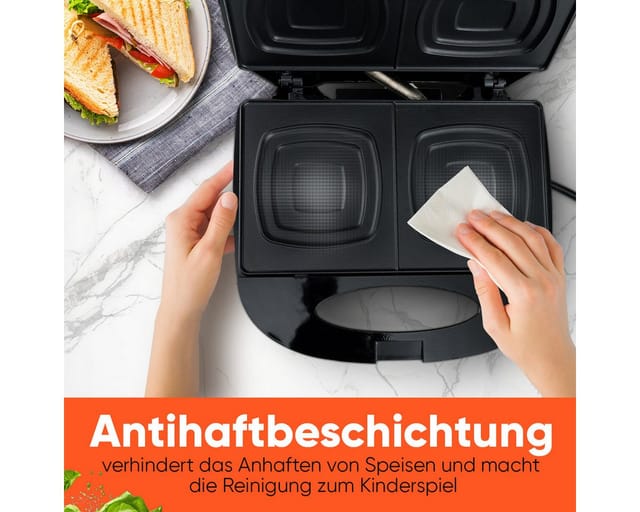 CLATRONIC Sandwichmaker ST 3814, Sandwichtoaster mit Backampel & isolierter Griff