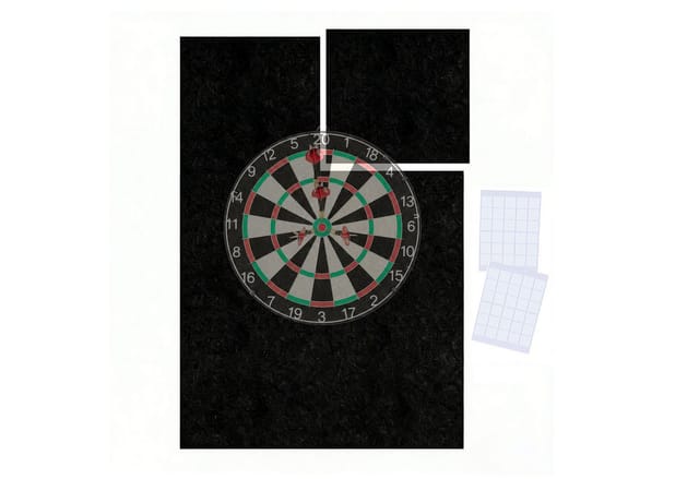 relaxdays Dart-Wandschutz Dartscheibe Schutz 6-teilig Filz, schwarz