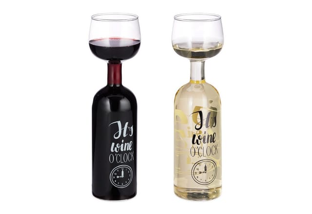 relaxdays Weinglas Weinflasche Glas Aufsatz 750 ml, Glas