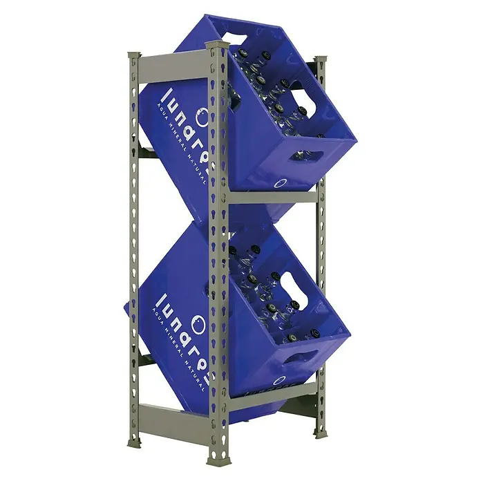 Simonrack Simonbottle Getränkekistenregal Bottleclick (H x B x T: 100 x 40 x 30 cm, Anzahl Böden: 2 Stk., Stecken, Grau)