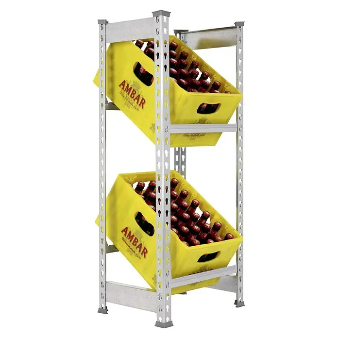 Simonrack Simonbottle Getränkekistenregal Bottleclick (H x B x T: 100 x 40 x 30 cm, Anzahl Böden: 2 Stk., Stecken, Silber)