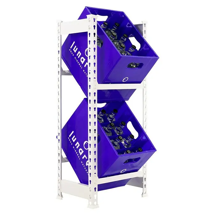Simonrack Simonbottle Getränkekistenregal Bottleclick (H x B x T: 100 x 40 x 30 cm, Anzahl Böden: 2 Stk., Stecken, Weiß)
