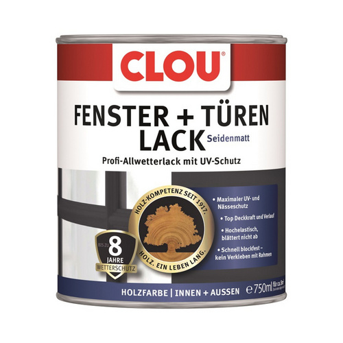 ALPINA FARBEN Fenster- und Türenlack, 750 ml Dose, dunkelgrau, für Innen & Außen