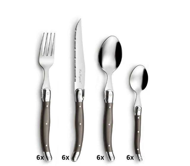 Lou Laguiole Besteck-Set TRADITION (24-tlg), 6 Personen, Edelstahl 18/0, pfeffer, hochglanzpoliert