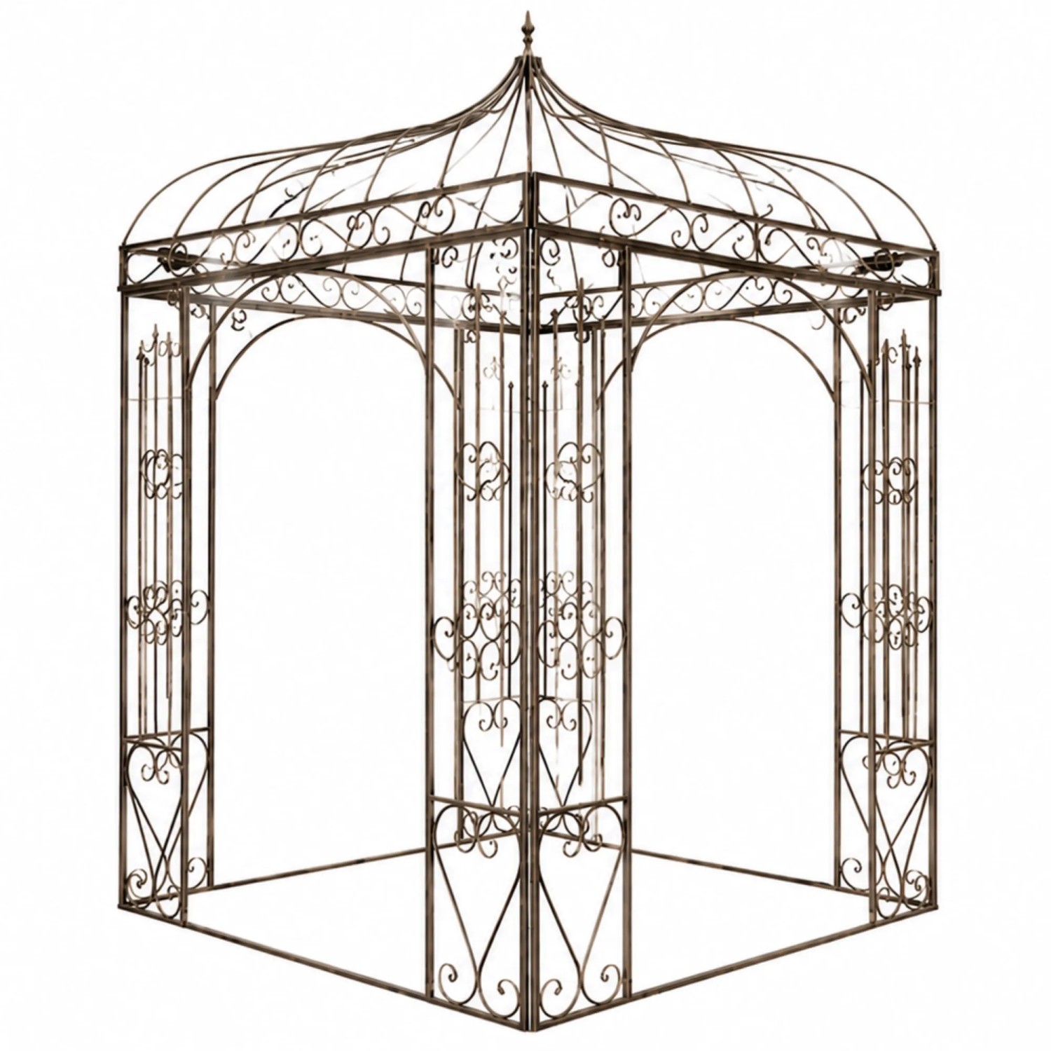 DELUKE Pavillon MAJA mit Rankhilfe 202x202x305cm Metall Bronze Gartenpavillon Zierpavillon Gartendeko