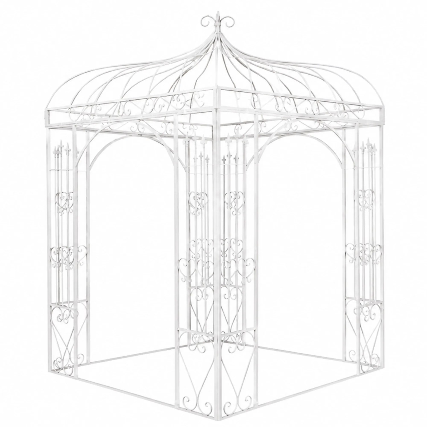 DELUKE Pavillon MAJA mit Rankhilfe 202x202x305cm Metall Antik-Weiß Gartenpavillon Zierpavillon Gartendeko