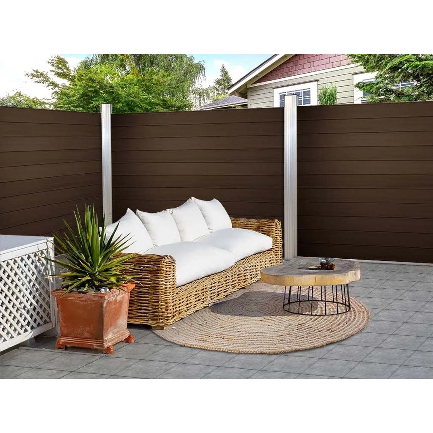 Belladoor WPC Zaun Braun 180x180 cm Steckzaun