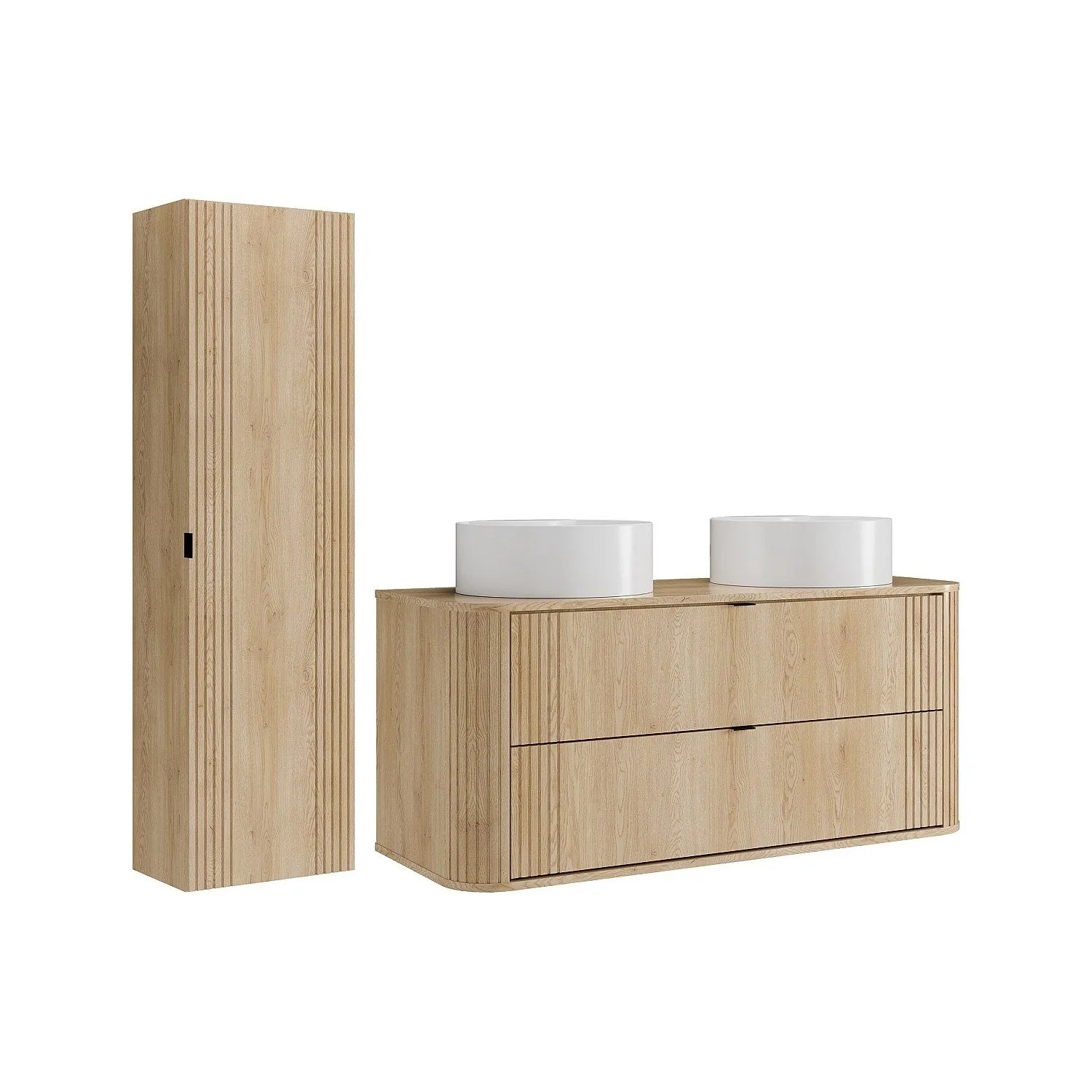 Vente-unique Badmöbel-Set Filor Naturfarben Hell 120 cm