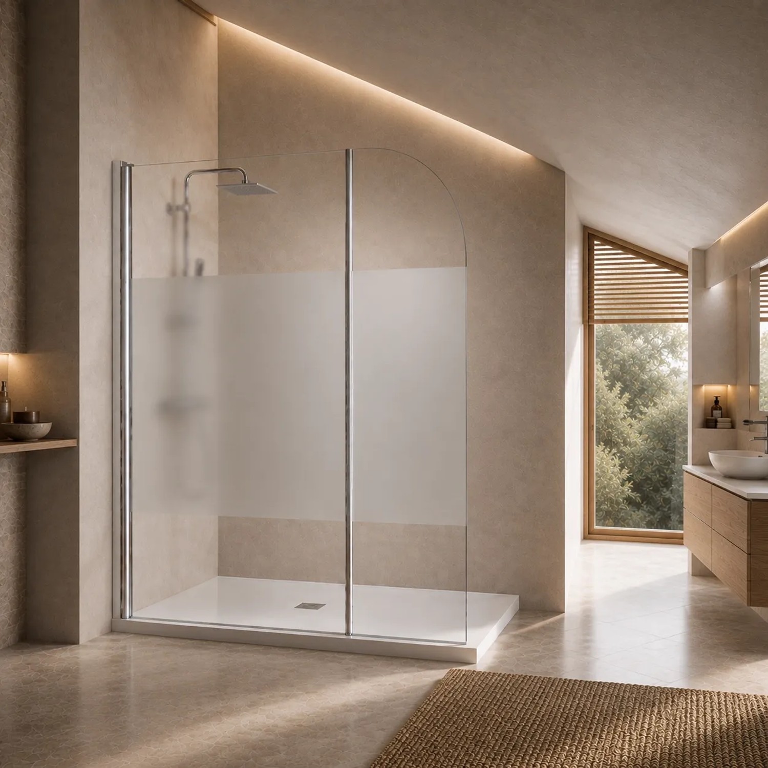 Onbath's Duschwand aus Glas 70+40 cm mit Schwenkbarem Spritzschutz 6 mm, Chrom