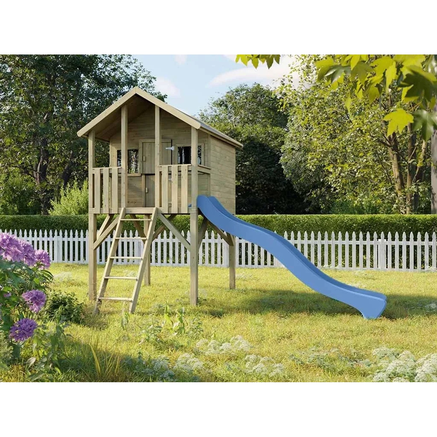 Prestige Garden Stelzenhaus Big House KDI Inklusive Rutsche Blau