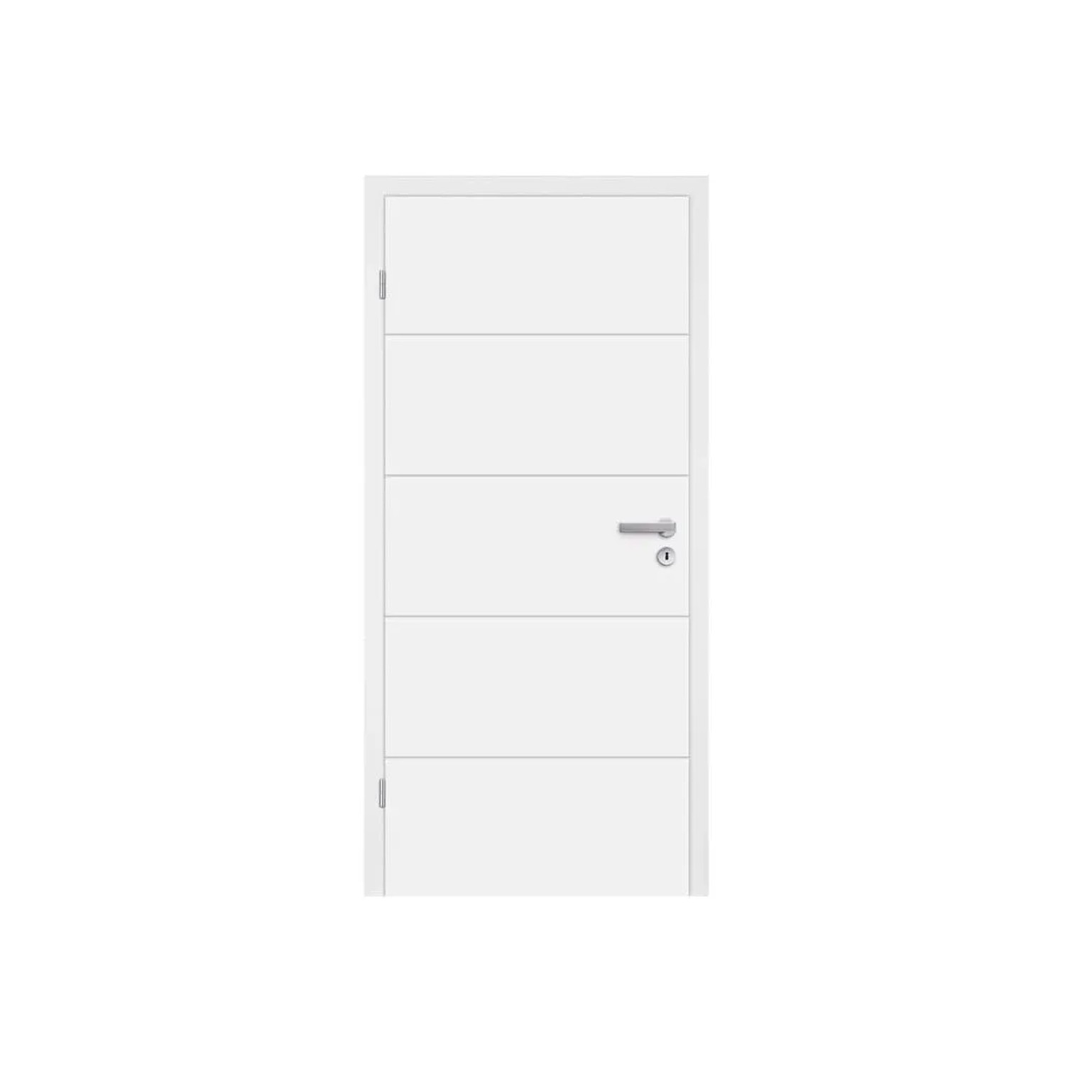 Mosel Türen Türenset Mala 10 Weißlack RAL 9003 Türblatt Zarge Drückergarnitur 735 x 1985 mm Wandstärke 160-177 mm 40 mm Stark Klimaklasse 1 DIN Links