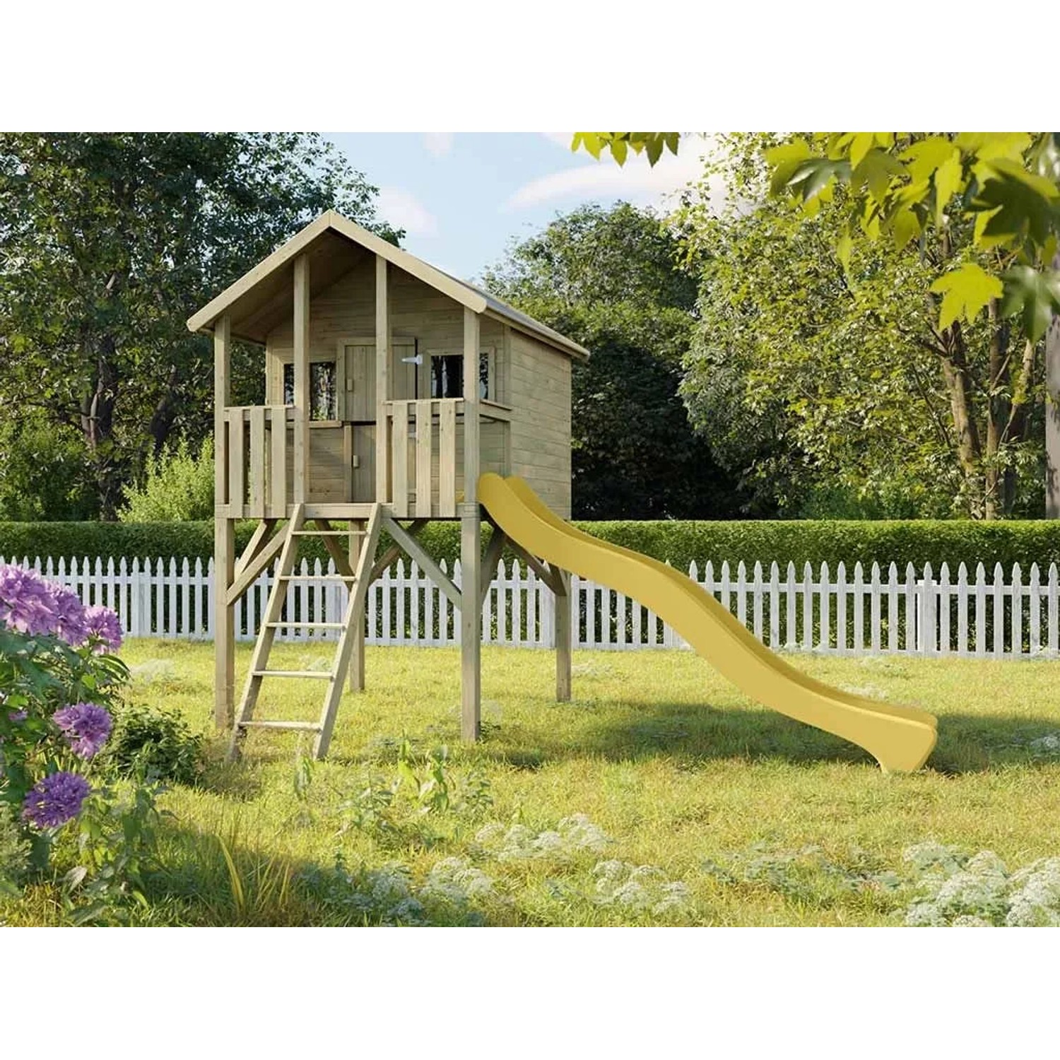 Prestige Garden Stelzenhaus Big House KDI Inklusive Rutsche Gelb