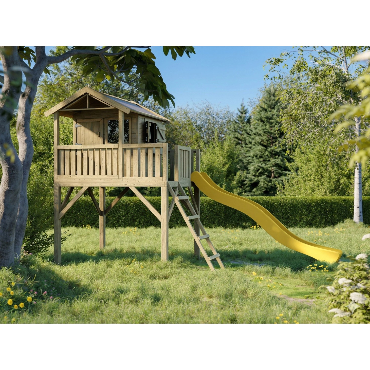 Prestige Garden Stelzenhaus Funny XXL KDI Inklusive Rutsche Gelb