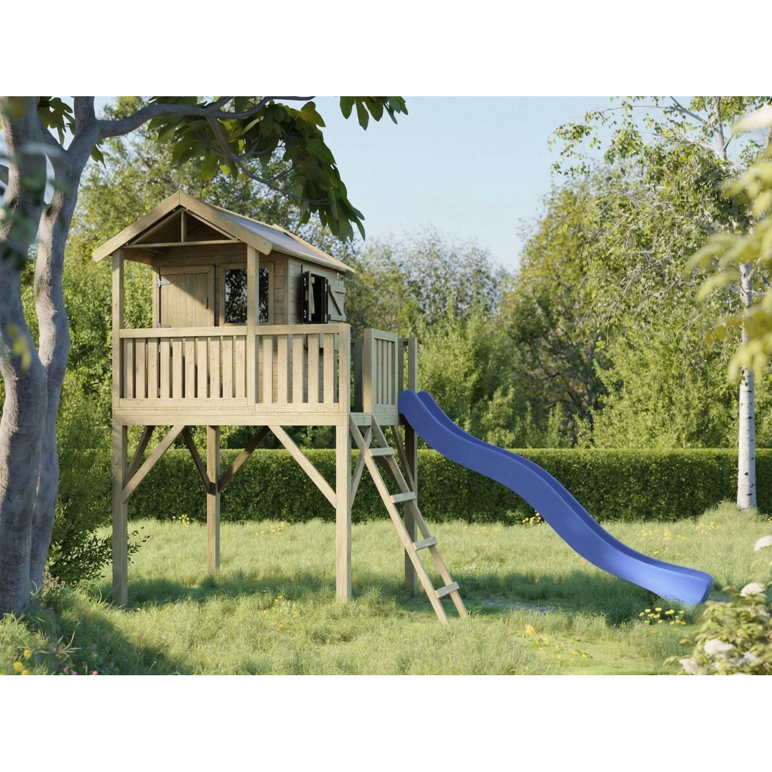 Prestige Garden Stelzenhaus Funny XXL KDI Inklusive Rutsche Blau