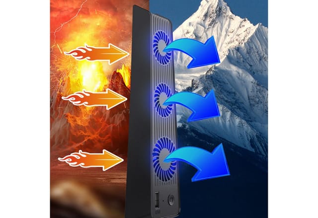 KINSI PS5 Mainframe-Kühlgebläse, PS5 Cooling Lüfter,Mit 3 Ventilatoren Controller (Mit externem,USB-Anschluss)
