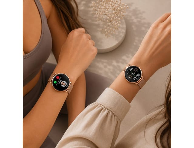 XCOAST SIONA 2 NANO - kleine Damen Smartwatch (37 cm, iOS Android) 6,9mm flach, Anrufe, Schrittzähler, Puls, Blutdruck, Schlafüberwachung, 1-tlg., 6,9mm hoch, 37mm Display, über 100 Sportarten, bis zu 6 Tage Akku, 6,9mm flach, Edelstahl, wasserdicht, 37mm AMOLED always-on Display
