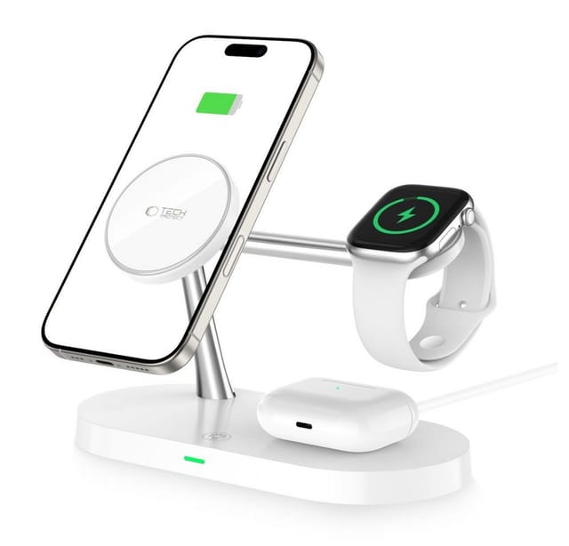 TECH PROTECT Tech-Protect A12 3in1 MagSafe Ladestation Weiß Smartphone-Ladegerät