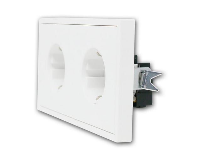 McPower Unterputz-Steckdose Steckdose 2-fach SHALLOW weiß 250V~/16A mit Rahmen