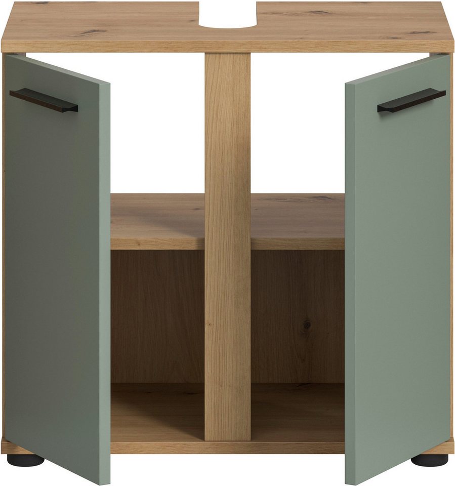 welltime Waschbeckenunterschrank LUCCA, Breite 60cm, 2 Türen, 2 Fächer,mit Siphonausschnitt Bild 2