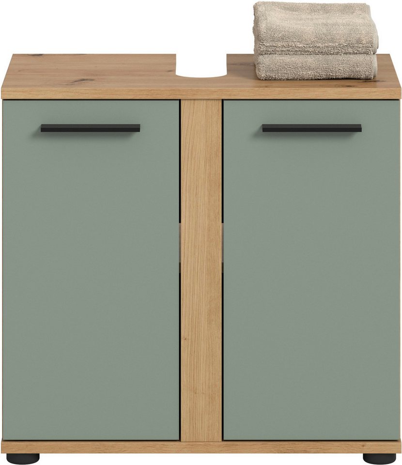 welltime Waschbeckenunterschrank LUCCA, Breite 60cm, 2 Türen, 2 Fächer,mit Siphonausschnitt Bild 3