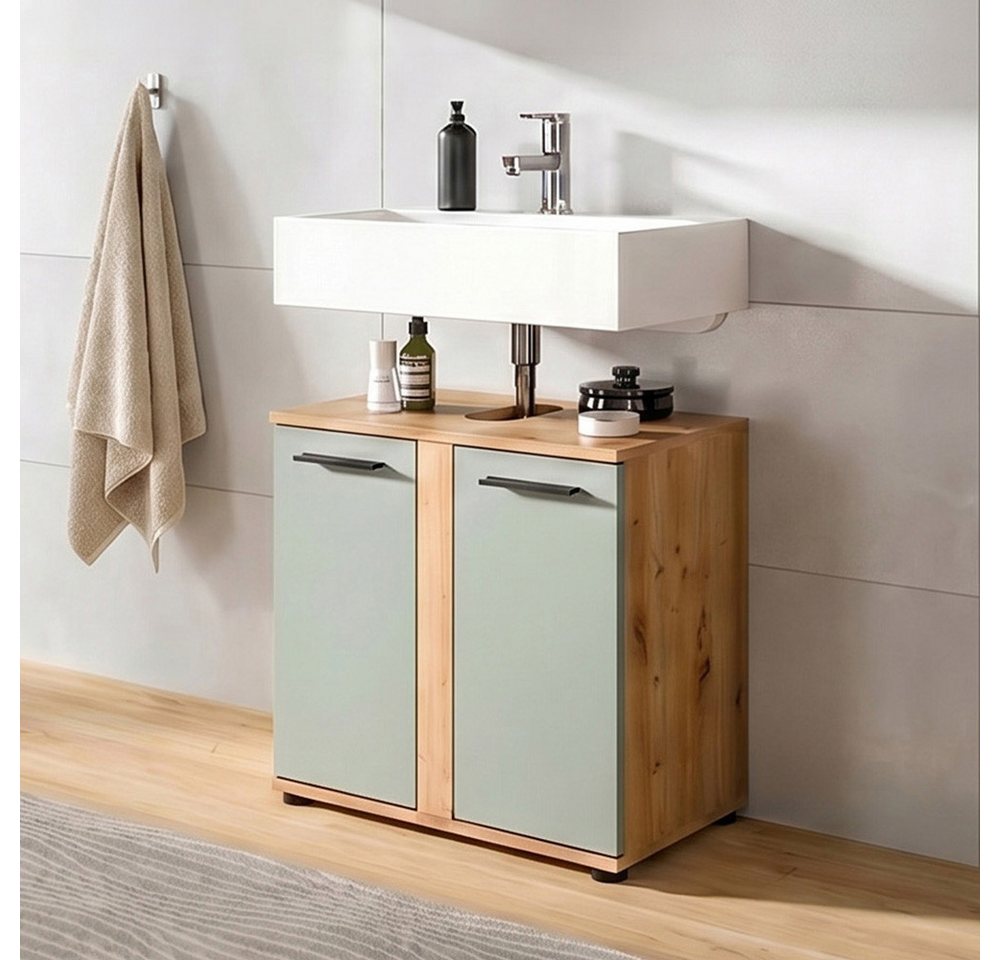 welltime Waschbeckenunterschrank LUCCA, Breite 60cm, 2 Türen, 2 Fächer,mit Siphonausschnitt Bild 5