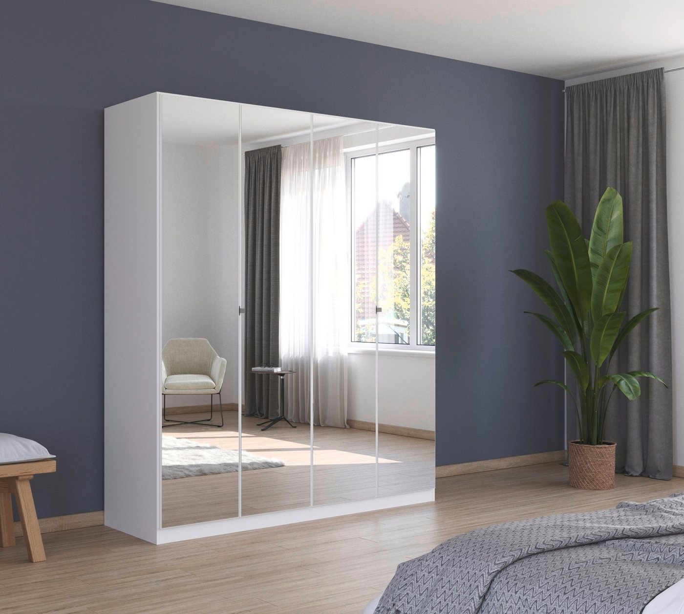 rauch Drehtürenschrank Reflect mit Spiegelfront, inkl. praktischer Inneneinteilung und Stoffboxen-Set Bild 4