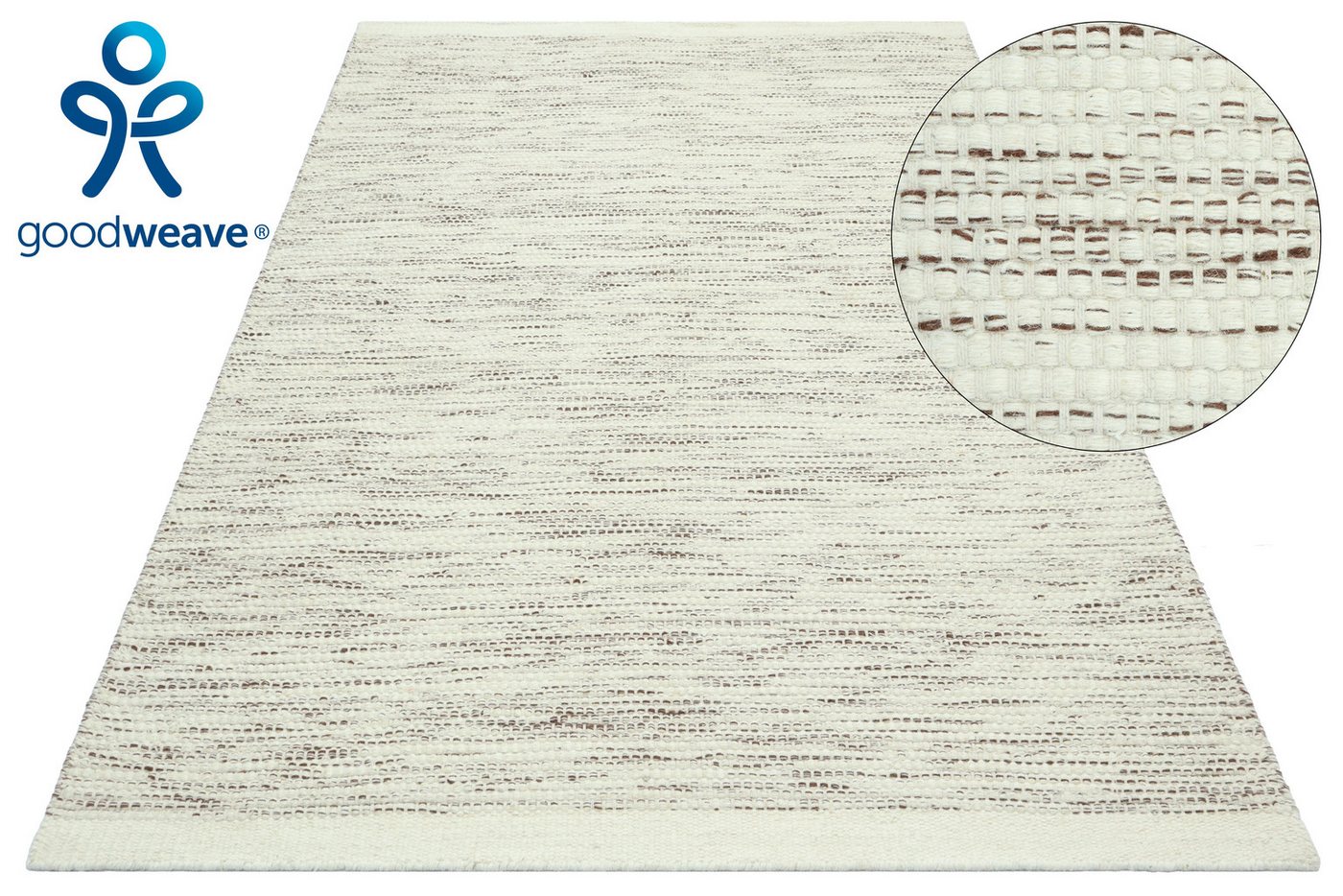 OTTO home Teppich Lirra, mit hohem Wollanteil, Wolle-Baumwoll-Mix, rechteckig, Höhe: 6 mm, zeitloses Design, Webstruktur, Wohnzimmer, Schlafzimmer, Esszimmer Bild 4