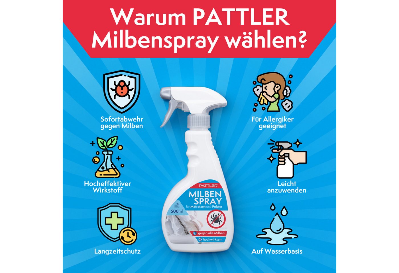 Pattler Milbenspray Optimiert für Matratzen & Textilien, 500 ml, 500 ml Bild 3