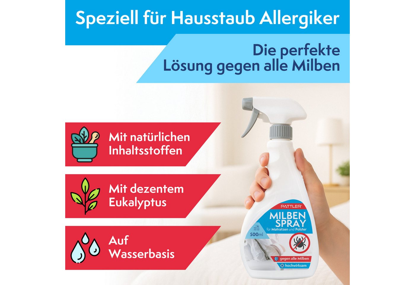 Pattler Milbenspray Optimiert für Matratzen & Textilien, 500 ml, 500 ml Bild 4