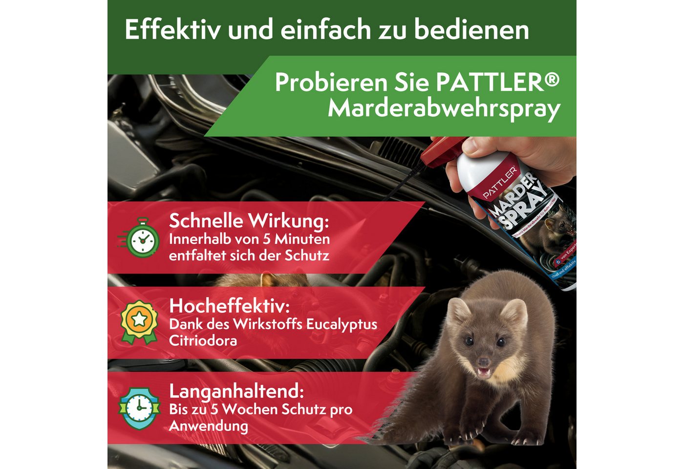 Pattler Marderspray Hochwirksam mit Sofortwirkung, 400 ml, 400 ml Bild 4
