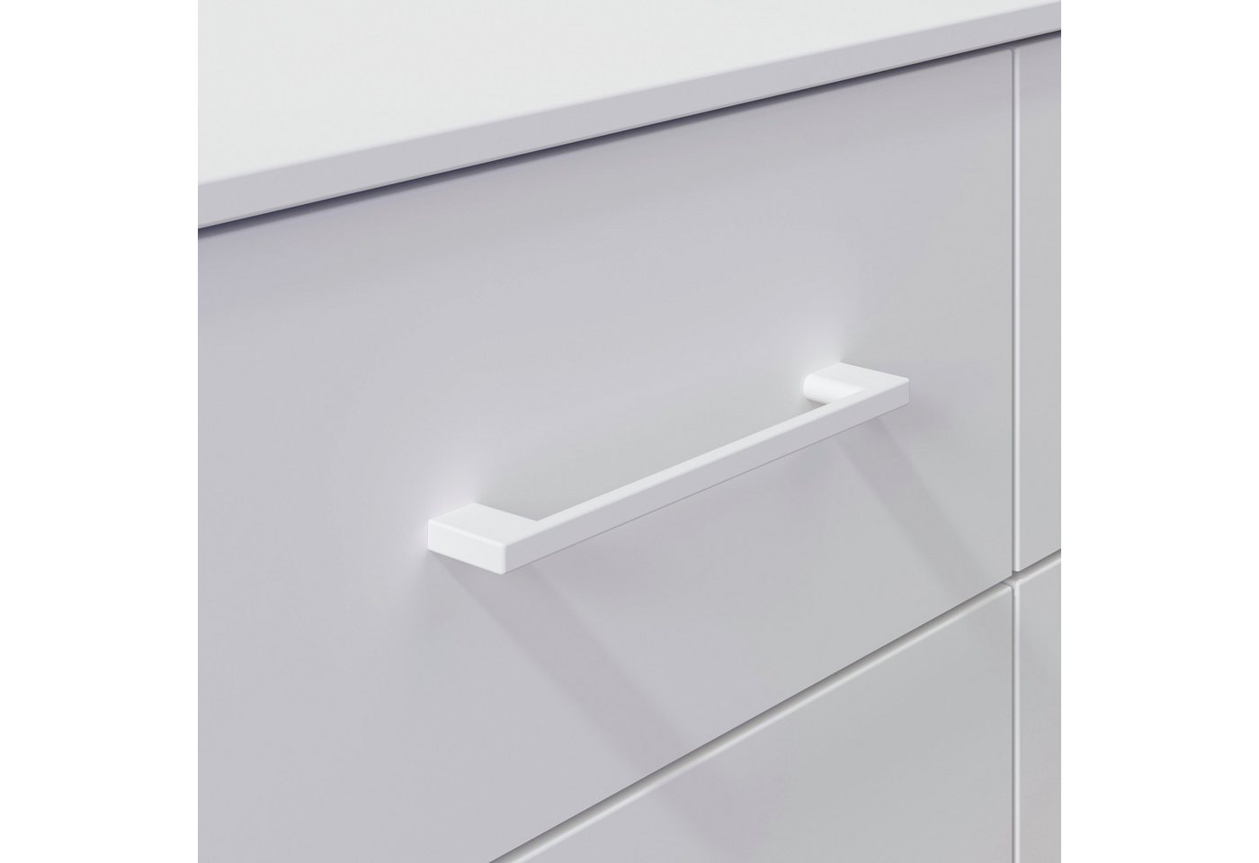 rauch Griff Möbelgriff Bügelgriff Schrankgriff Metallgriff für Rauch-Schränke (4-St., 4er Set, Farbe Alpinweiß - Länge 18,7 cm - Bohrlochabstand 16 cm), Individuelle Schrankgestaltung, Metallgriffe für Rauch-Kleiderschränke